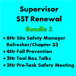 16-Hour Supervisor SST Renewal Bundle 3 - SSM Refresher/Fall Prevention/Tool Box Talks/Safety Meetings